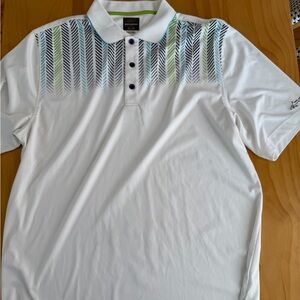 Greg Norman White Patterned Men's Polo Shirt